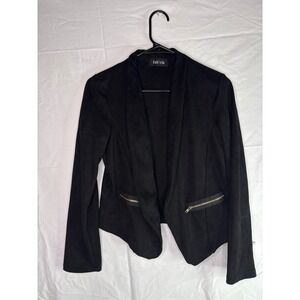 fab rik Black Open Front Blazer Jacket with Zipper Pockets Women's Medium